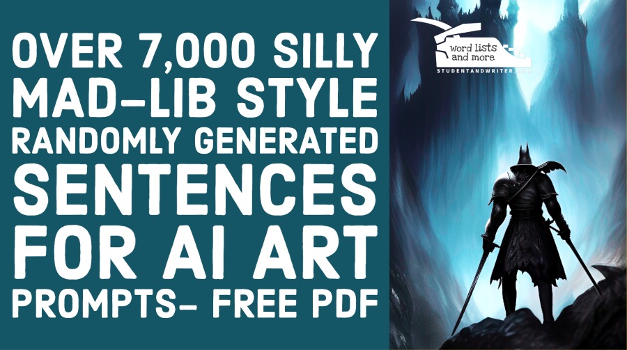 Over 7,000 Silly Mad-lib Style Randomly Generated Sentences for AI Art Prompts- free&nbsp;PDF