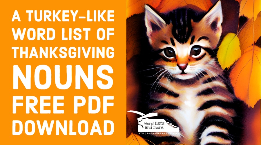 A turkey-like word list of Thanksgiving nouns and PDF&nbsp;Download