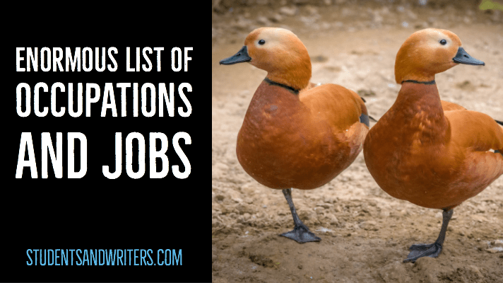 Enormous list of occupations and  jobs 