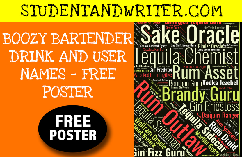 Boozy Bartender Drink and User Names – Free&nbsp;Poster