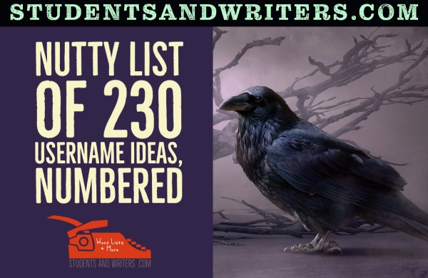 Nutty list of 230 username ideas, numbered