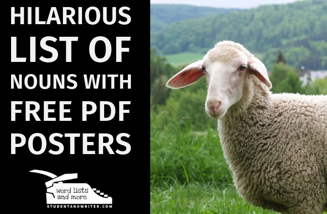 Hilarious list of Nouns with Free PDF Posters