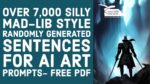 Over 7,000 Silly Mad-lib Style Randomly Generated Sentences for AI Art Prompts- free PDF